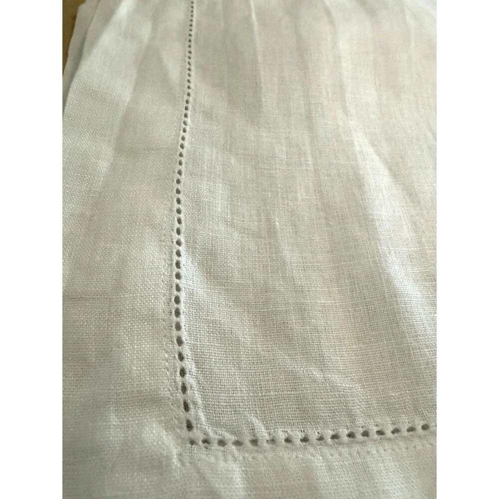 Linen White Table Runner 106 Inches Long Hemstitch stitch Farmhouse cottagecore